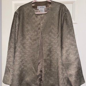 CARLISLE Silk Blend Lt Brown W/Gold Stitching Jacket/Coat Size US 16